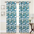 100% Polyester Linenlook Blackout Printed Curtains Panel